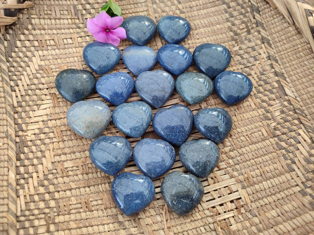 Polished Mini Lazulite Hearts x 35 From Madagascar - Toprock Gemstones and Minerals 