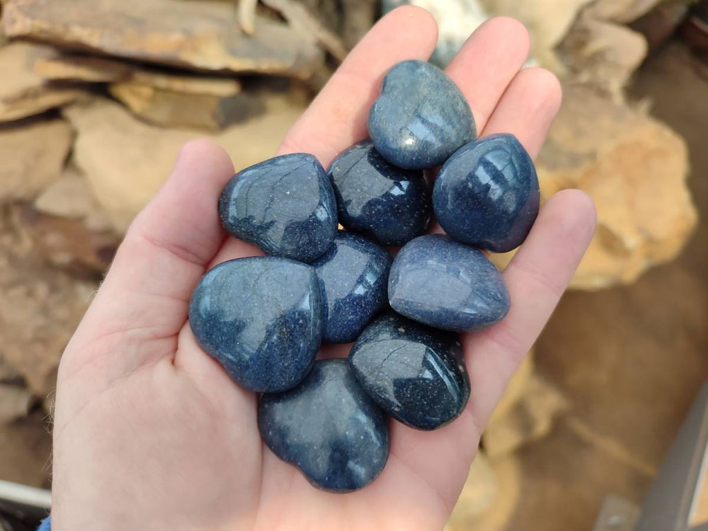 Polished Mini Lazulite Hearts x 35 From Madagascar - Toprock Gemstones and Minerals 