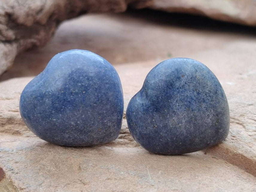 Polished Mini Lazulite Hearts x 35 From Madagascar - Toprock Gemstones and Minerals 