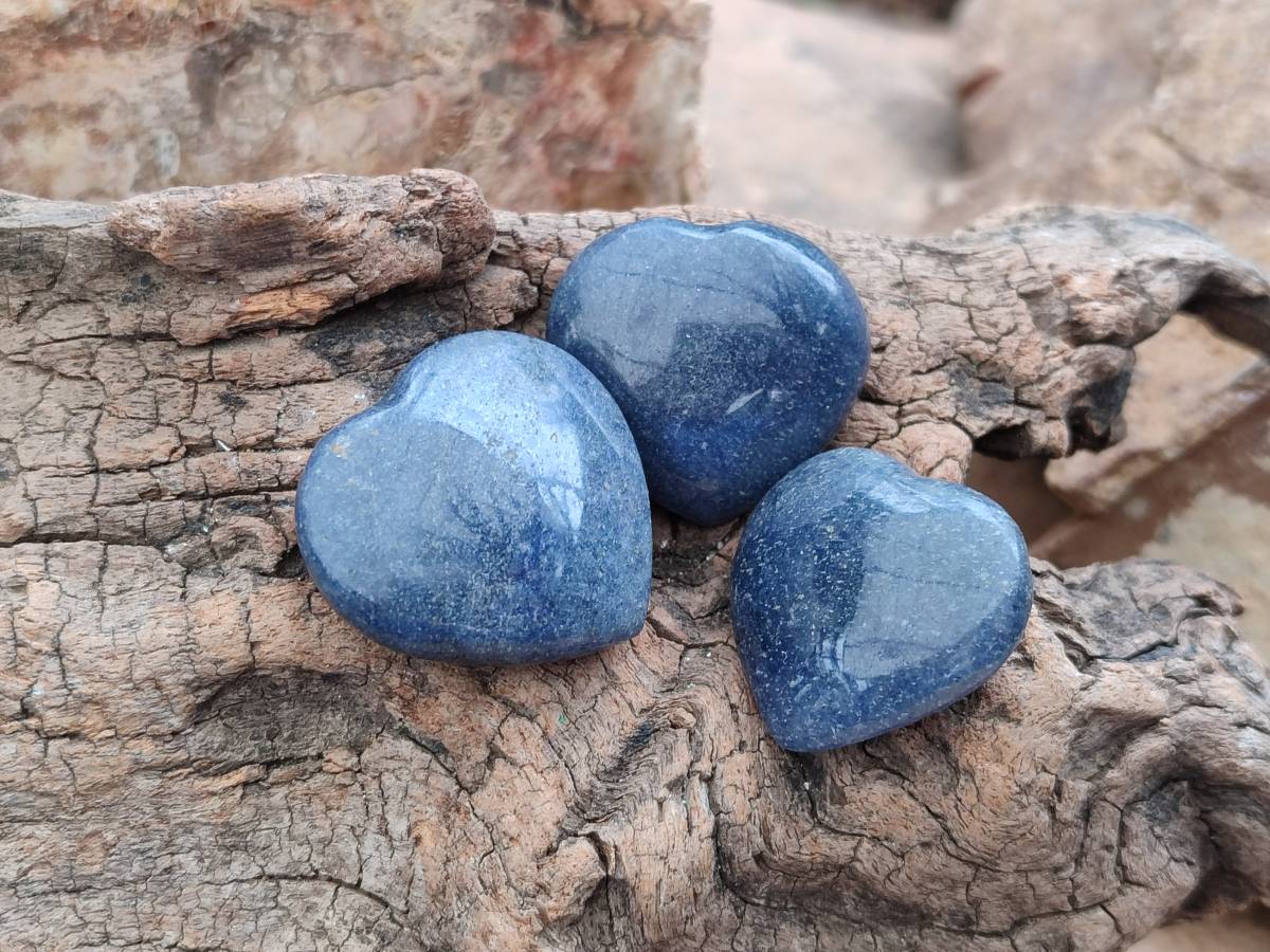 Polished Mini Lazulite Hearts x 35 From Madagascar - Toprock Gemstones and Minerals 