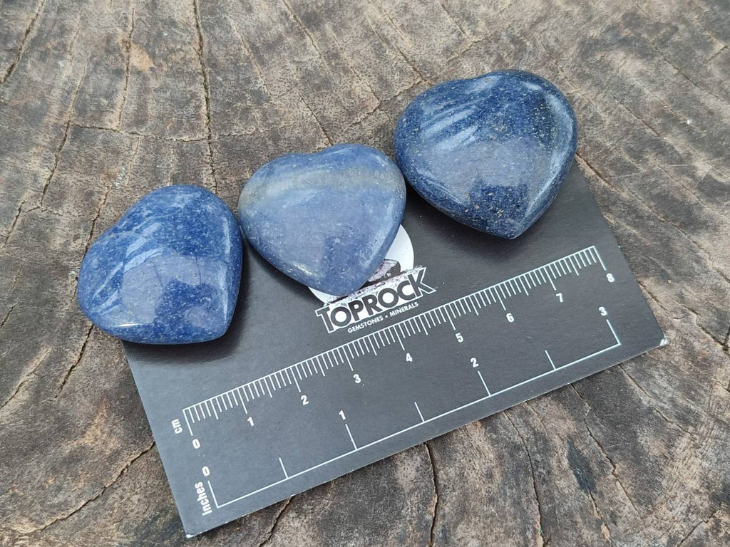 Polished Mini Lazulite Hearts x 35 From Madagascar - Toprock Gemstones and Minerals 
