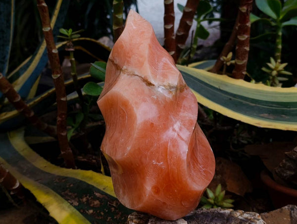 Hand Made Orange Twist Calcite Flame x 1 From Maevantanana, Madagascar