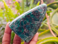 Polished Emerald Mica 'Mutokolite' Standing Free Forms x 4 From Mutoko, Zimbabwe