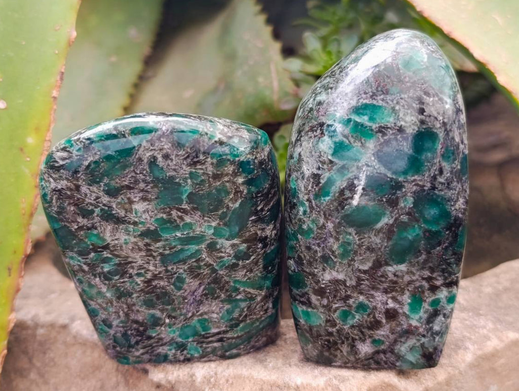 Polished Emerald Mica 'Mutokolite' Standing Free Forms x 4 From Mutoko, Zimbabwe - Toprock Gemstones and Minerals 
