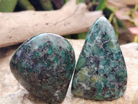 Polished Emerald Mica 'Mutokolite' Standing Free Forms x 4 From Mutoko, Zimbabwe