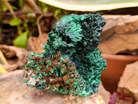 Natural Silky Malachite Specimens x 3 From Kasompe, Congo