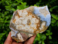 Polished On One Side Blue Lace Agate with Crazy Lace, Slices x 3 From Namibia