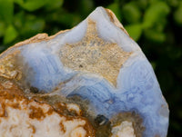 Polished On One Side Blue Lace Agate with Crazy Lace, Slices x 3 From Namibia