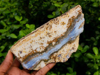 Polished On One Side Blue Lace Agate with Crazy Lace, Slices x 3 From Namibia
