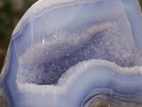 Polished Blue Lace Agate Standing Free Forms x 3 From Nsanje, Malawi