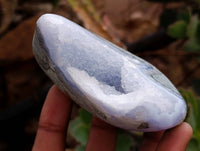 Polished Blue Lace Agate Standing Free Forms x 3 From Nsanje, Malawi