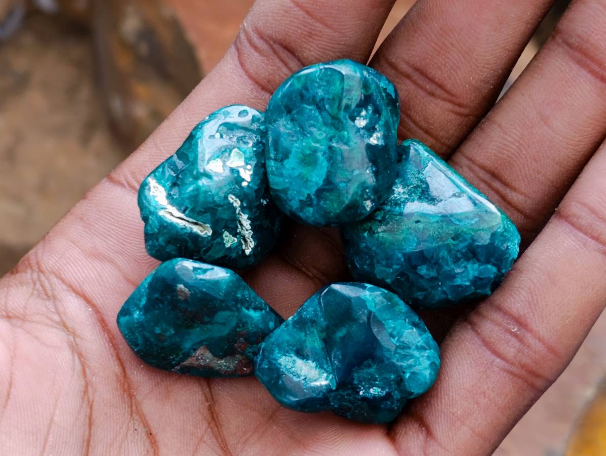 Polished Dioptase Free Forms x 35 From Likasi, Congo - Toprock Gemstones and Minerals 