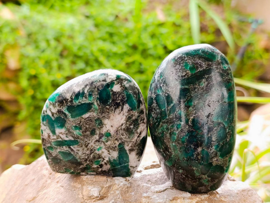 Polished Emerald Mica 'Mutokolite' Standing Free Forms x 4 From Mutoko, Zimbabwe - Toprock Gemstones and Minerals 
