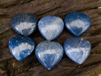Polished Small Lazulite Hearts x 35 From Madagascar