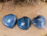 Polished Small Lazulite Hearts x 35 From Madagascar