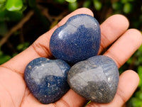 Polished Small Lazulite Hearts x 35 From Madagascar