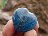Polished Small Lazulite Hearts x 35 From Madagascar