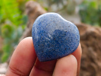 Polished Small Lazulite Hearts x 35 From Madagascar