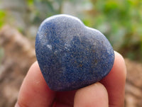 Polished Small Lazulite Hearts x 35 From Madagascar