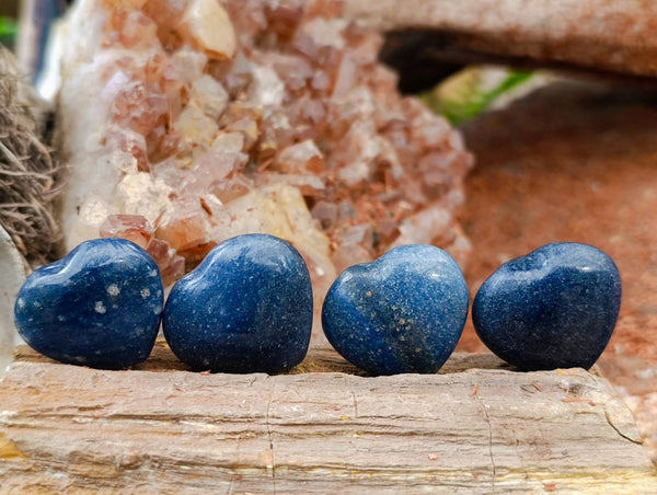 Polished Small Lazulite Hearts x 35 From Madagascar