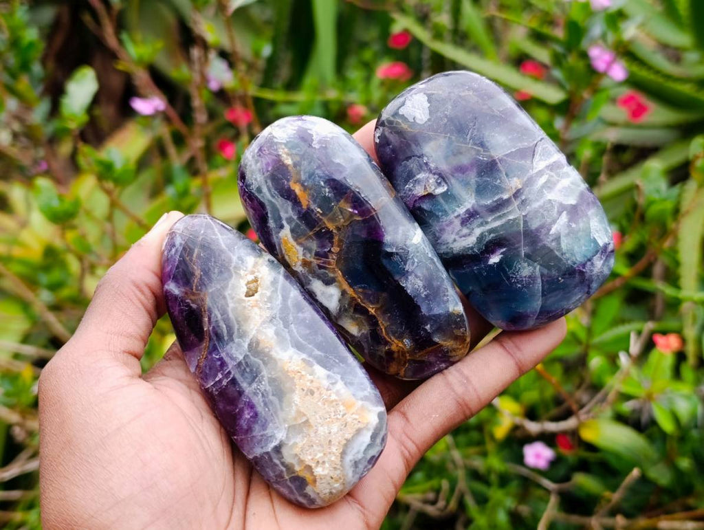 Polished Watermelon Fluorite Standing Free Forms And Free Forms x 12 From Uis, Namibia - Toprock Gemstones and Minerals 
