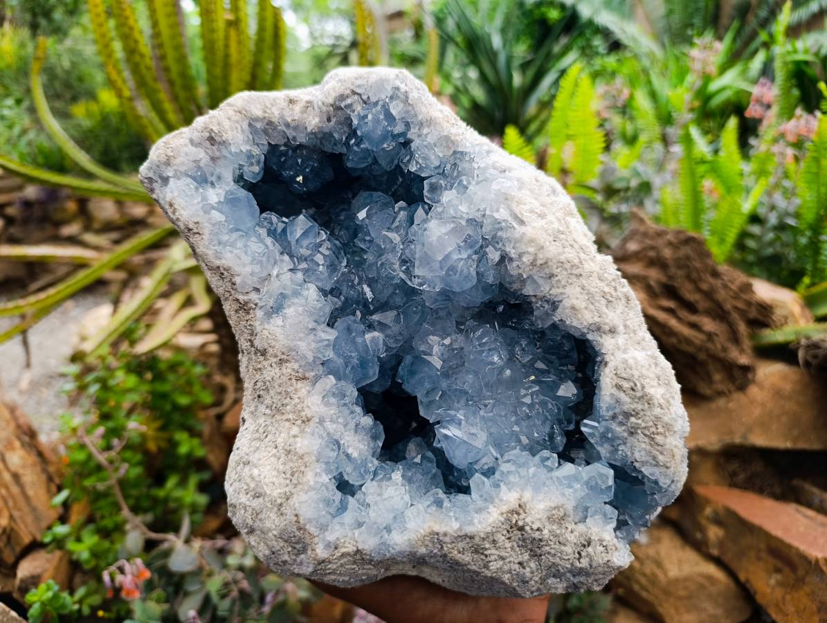 Natural XL Blue Celestite Geode Specimen x 1 From Sakoany, Madagascar - Toprock Gemstones and Minerals 