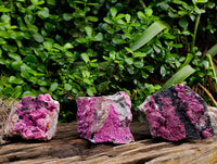 Natural Salrose Cobaltion Dolomite with Heterogenite Specimens x 3 From Kakanda, Congo