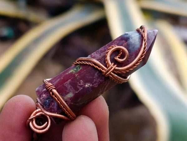 Hand Made Bastite Copper Wire Wrapped Stone Pendants - Sold Per Piece - From South Africa