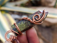 Hand Made Bastite Copper Wire Wrapped Stone Pendants - Sold Per Piece - From South Africa