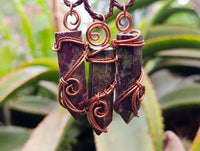 Hand Made Bastite Copper Wire Wrapped Stone Pendants - Sold Per Piece - From South Africa
