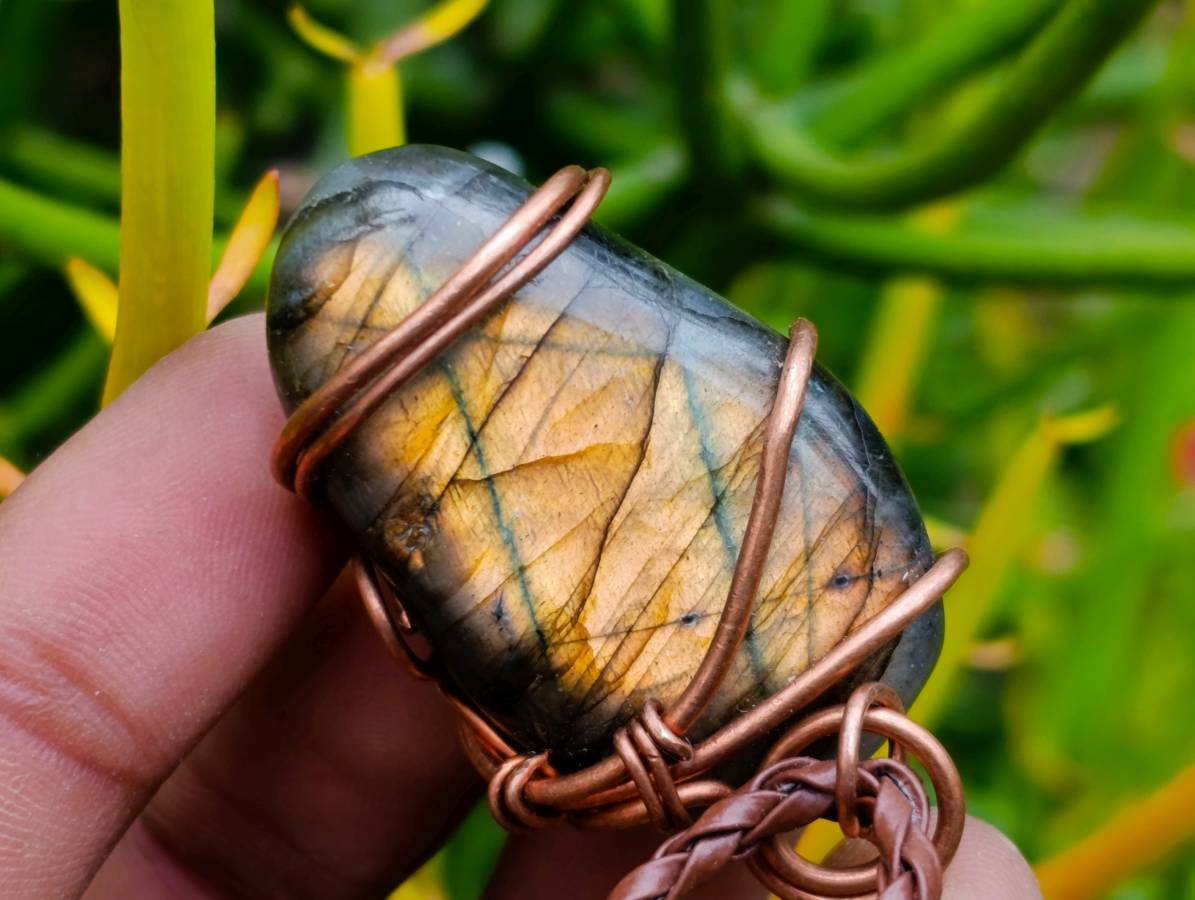 Hand Made Labradorite Copper Wire Wrapped Stone Pendants - Sold Per Piece - From South Africa - Toprock Gemstones and Minerals 