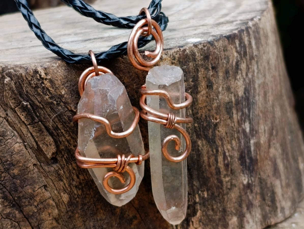 Hand Made Smokey Quartz Copper Wire Wrapped Stone Pendants - Sold Per Piece - From South Africa - Toprock Gemstones and Minerals 