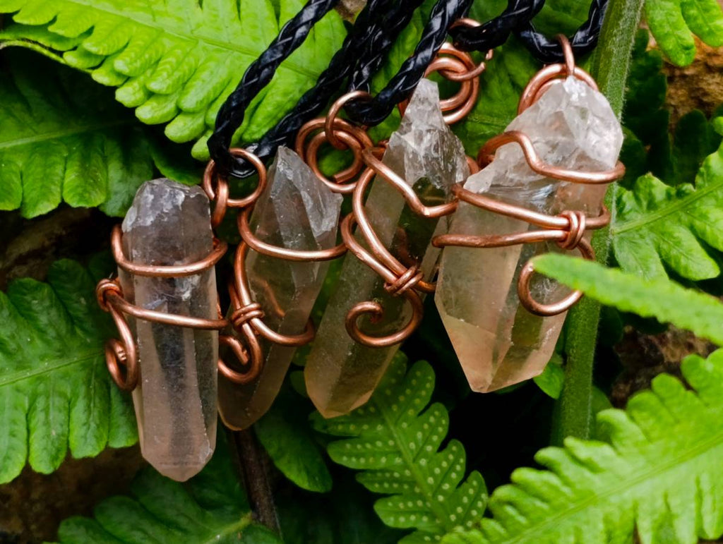 Hand Made Smokey Quartz Copper Wire Wrapped Stone Pendants - Sold Per Piece - From South Africa - Toprock Gemstones and Minerals 