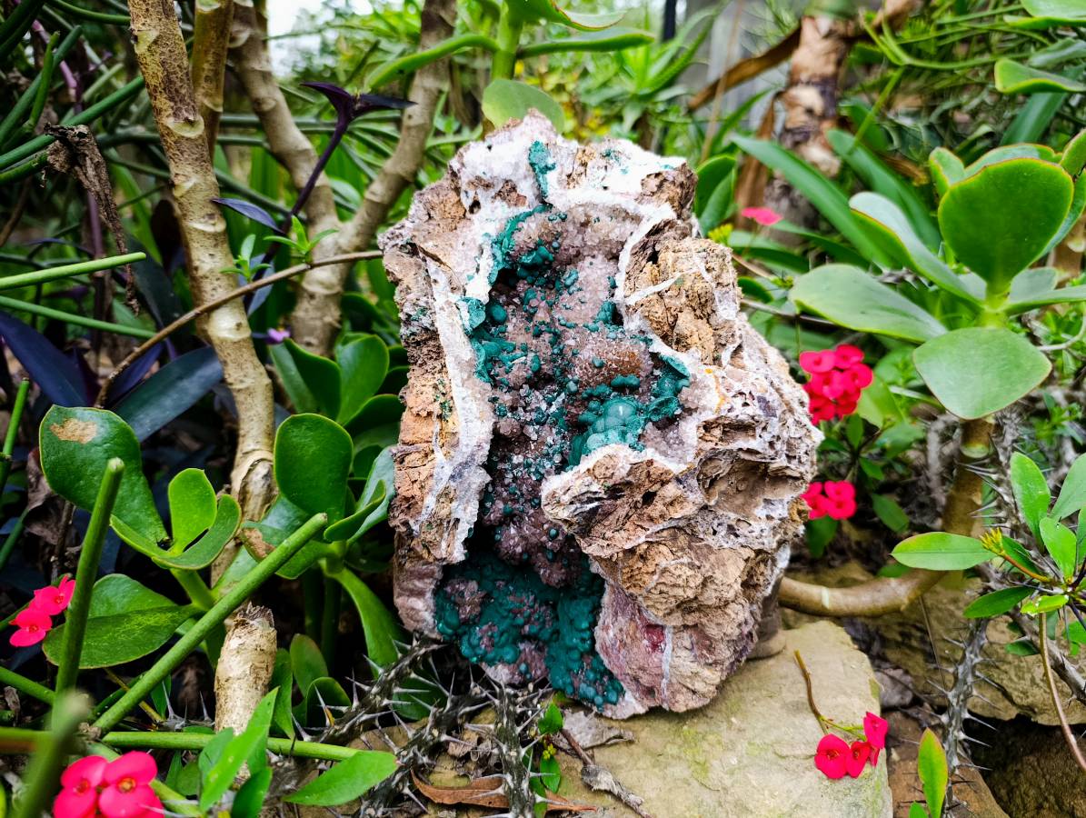Natural Drusy Ball Malachite On Quartz In Dolomite Matrix Specimen x 1 From Mindingi Mine, Kambove, Congo - Toprock Gemstones and Minerals 