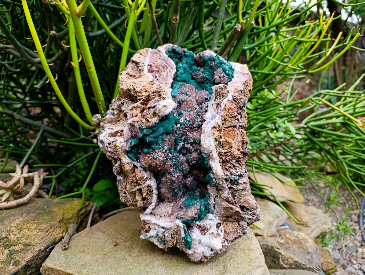 Natural Drusy Ball Malachite On Quartz In Dolomite Matrix Specimen x 1 From Mindingi Mine, Kambove, Congo - Toprock Gemstones and Minerals 