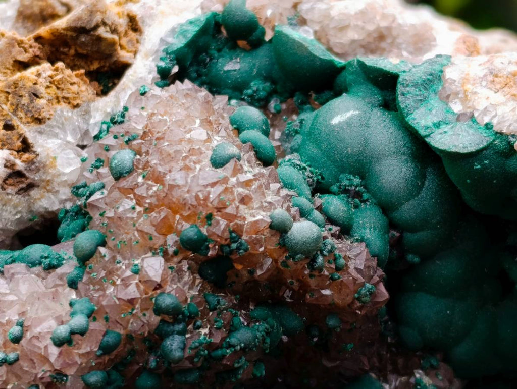 Natural Drusy Ball Malachite On Quartz In Dolomite Matrix Specimen x 1 From Mindingi Mine, Kambove, Congo - Toprock Gemstones and Minerals 