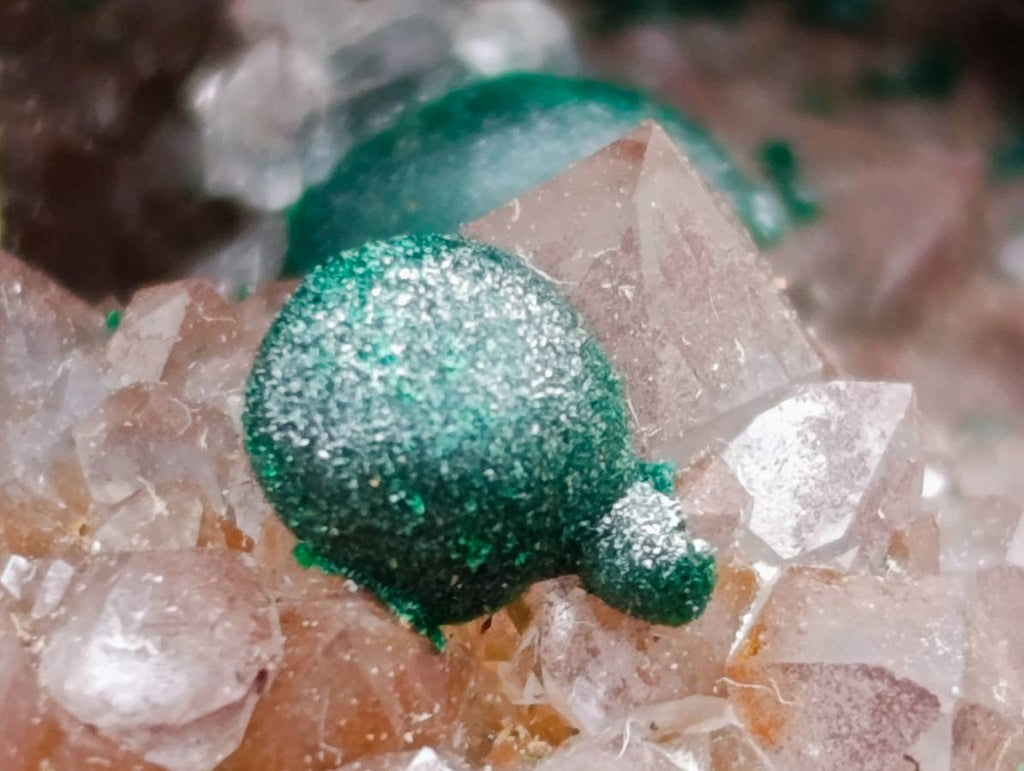 Natural Drusy Ball Malachite On Quartz In Dolomite Matrix Specimen x 1 From Mindingi Mine, Kambove, Congo - Toprock Gemstones and Minerals 