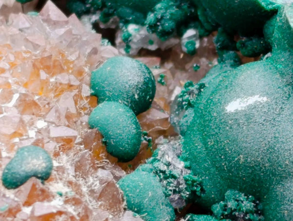Natural Drusy Ball Malachite On Quartz In Dolomite Matrix Specimen x 1 From Mindingi Mine, Kambove, Congo