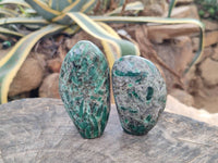 Polished Emerald Mica 'Mutokolite' Standing Free Forms x 4 From Mutoko, Zimbabwe