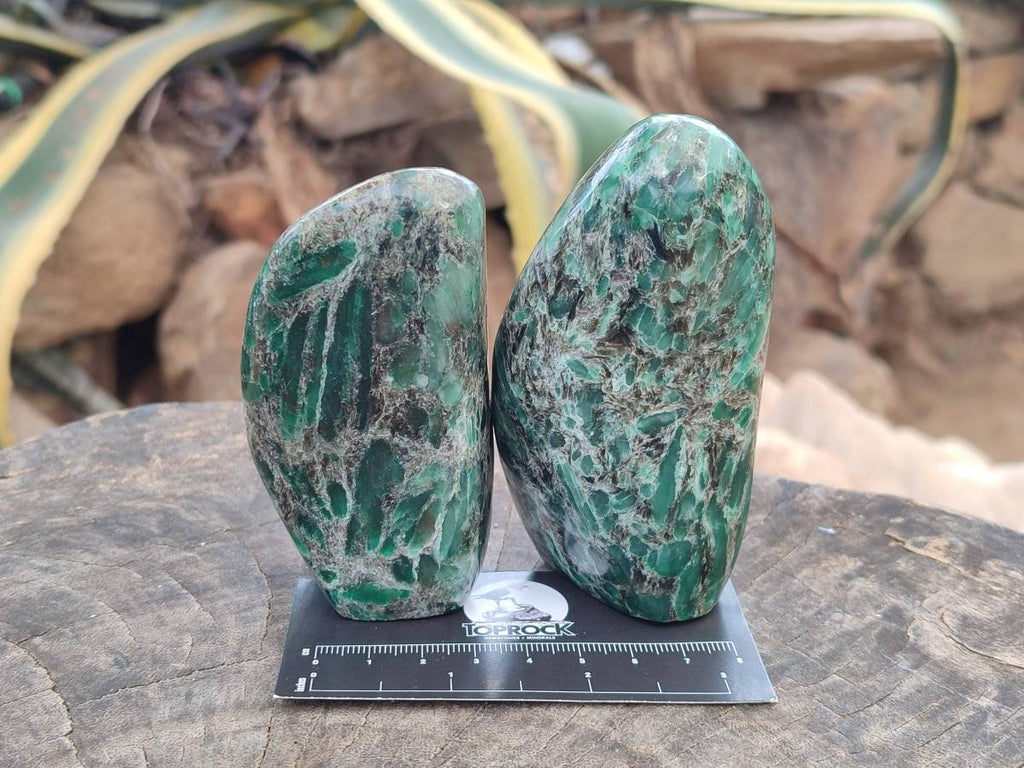 Polished Emerald Mica 'Mutokolite' Standing Free Forms x 4 From Mutoko, Zimbabwe - Toprock Gemstones and Minerals 