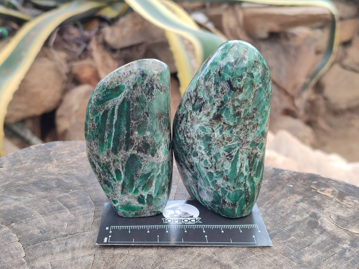 Polished Emerald Mica 'Mutokolite' Standing Free Forms x 4 From Mutoko, Zimbabwe - Toprock Gemstones and Minerals 