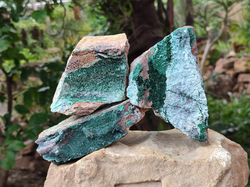 Natural Drusy Coated Chrysocolla And Malachite Specimens x 4 From Lupoto, Congo - Toprock Gemstones and Minerals 