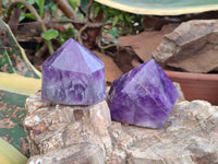 Polished Chevron Amethyst Crystals x 6 From Zambia