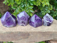 Polished Chevron Amethyst Crystals x 6 From Zambia