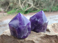 Polished Chevron Amethyst Crystals x 6 From Zambia