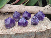 Polished Chevron Amethyst Crystals x 6 From Zambia