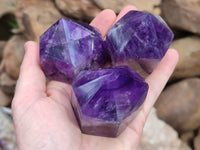Polished Chevron Amethyst Crystals x 6 From Zambia