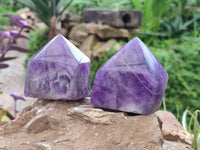 Polished Chevron Amethyst Crystals x 6 From Zambia