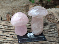 Polished Rose Quartz Mushrooms x 6 From Madagascar