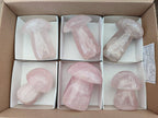 Polished Rose Quartz Mushrooms x 6 From Madagascar - Toprock Gemstones and Minerals 